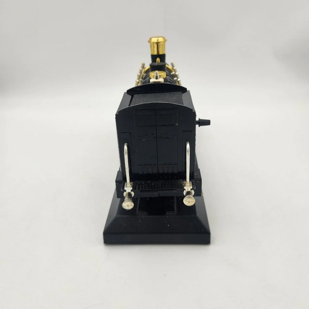 Vintage Steam Locomotive Train Desk Clock Black Gold Silver Tone Decor 11 Inch